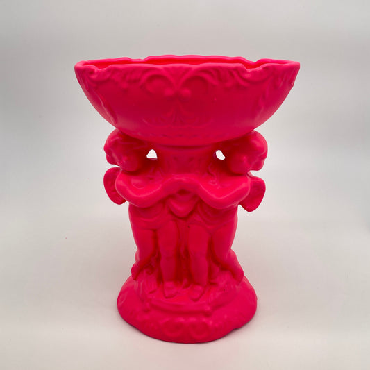 Roze hoge vaas/schaal