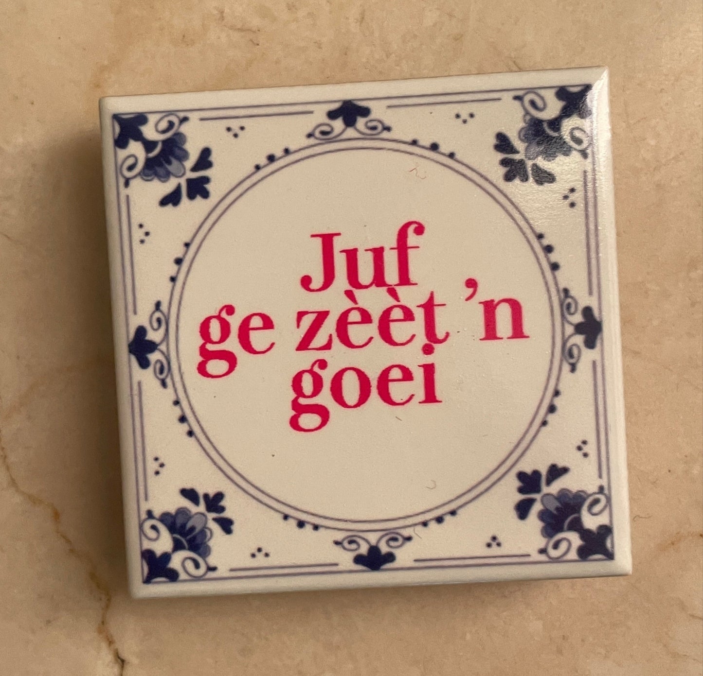 Tegel magneetje meester en Juf